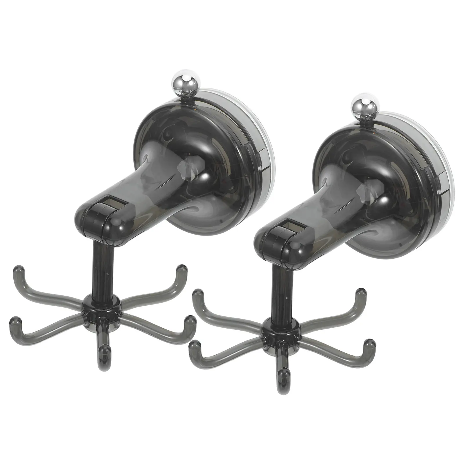 2Pcs Wall Mounted Suction Cup Hook Organizer For No Drill Wall Storage Organize Kitchen Rotating Six-claw Hooks