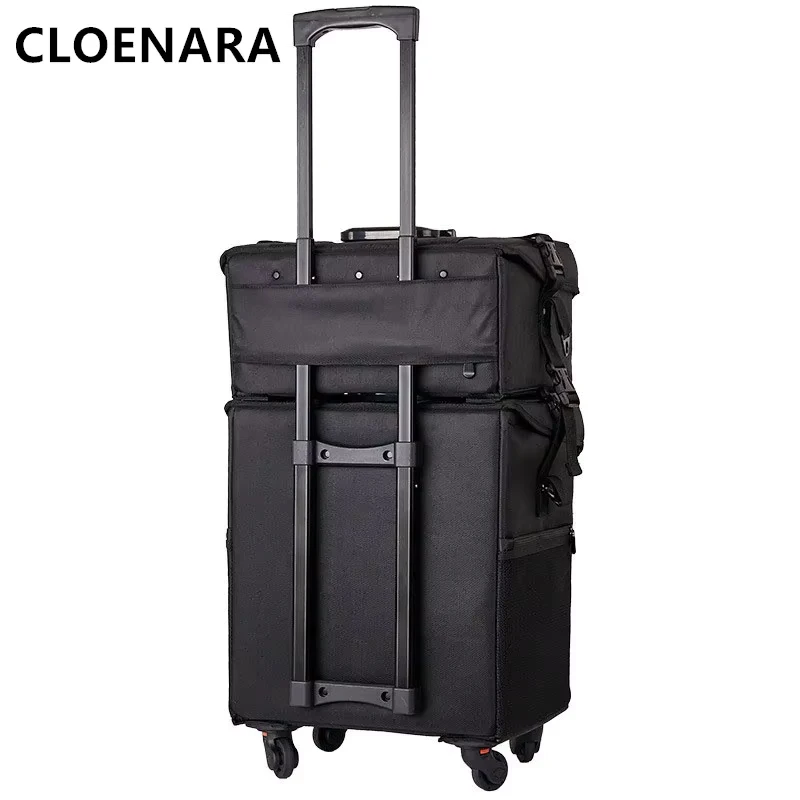 COLENARA Women's Cosmetic Case Oxford Cloth Removable Beauty Nail Box Two-in-one Large-capacity Makeup Tool Box Rolling Luggage