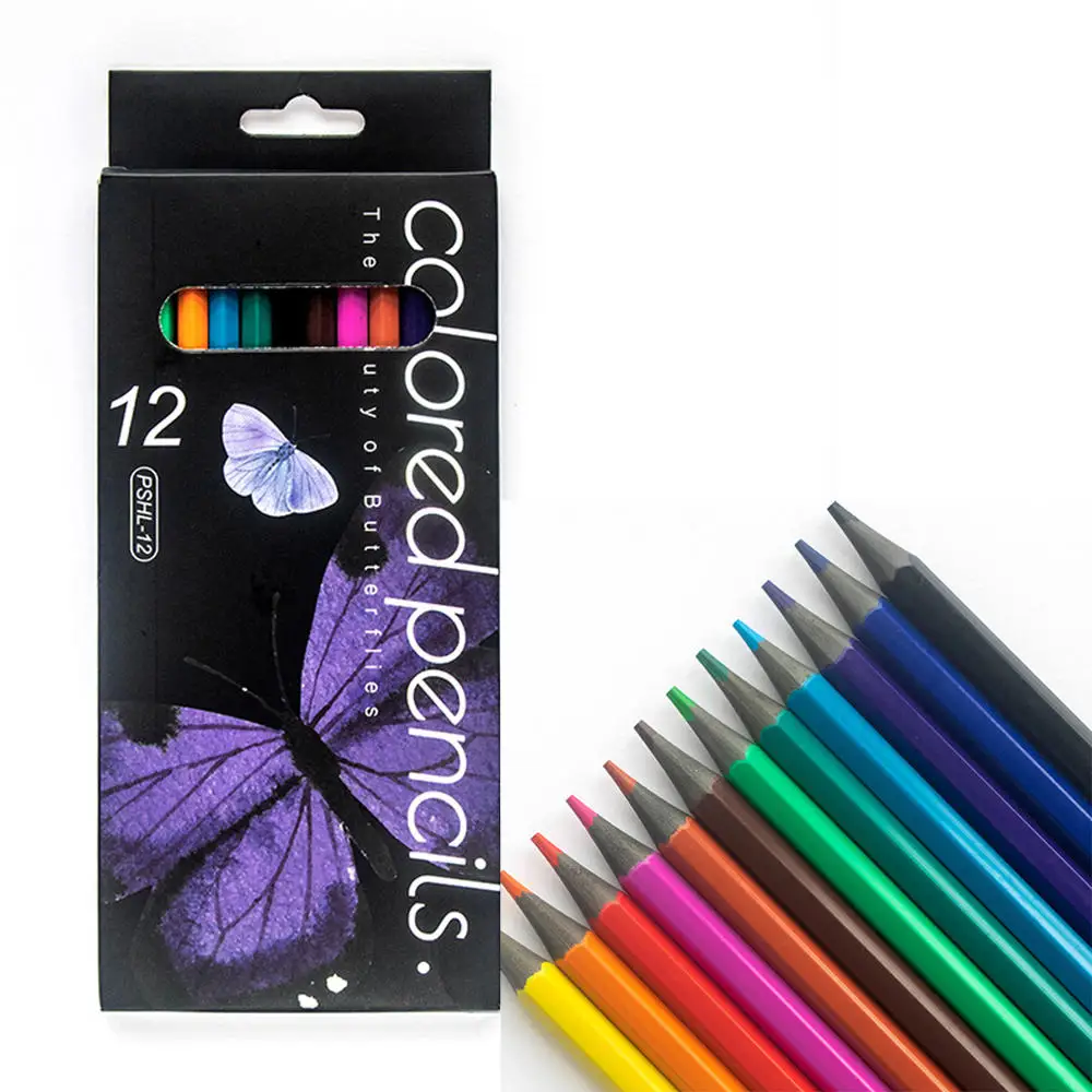 مجموعة أقلام رصاص ملونة زيتية مكونة من 12 لونًا بمقبض سداسي وأقلام رصاص ملونة عالية التشبع مثالية للرسم والرسم والتصميم الفني