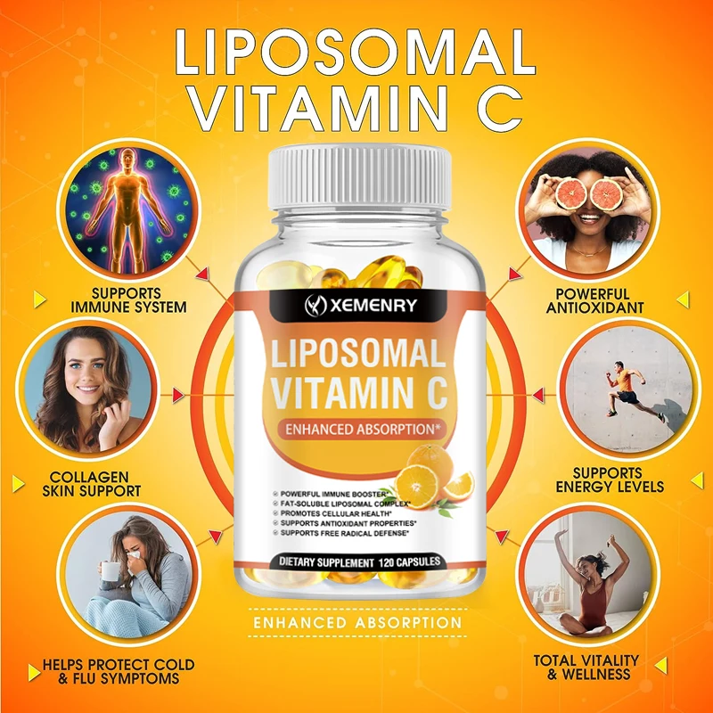 Liposomal Vitamin C Capsules - Highly Absorbable, Fat Soluble Vitamin C, Antioxidant, Immune System & Collagen Booster