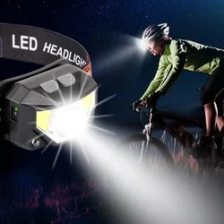 1200LM 8 Mode Motion Sensor Bright LED Rechargeable Waterproof Headlamp with White Red Light for Outdoor Camping Running Cycling