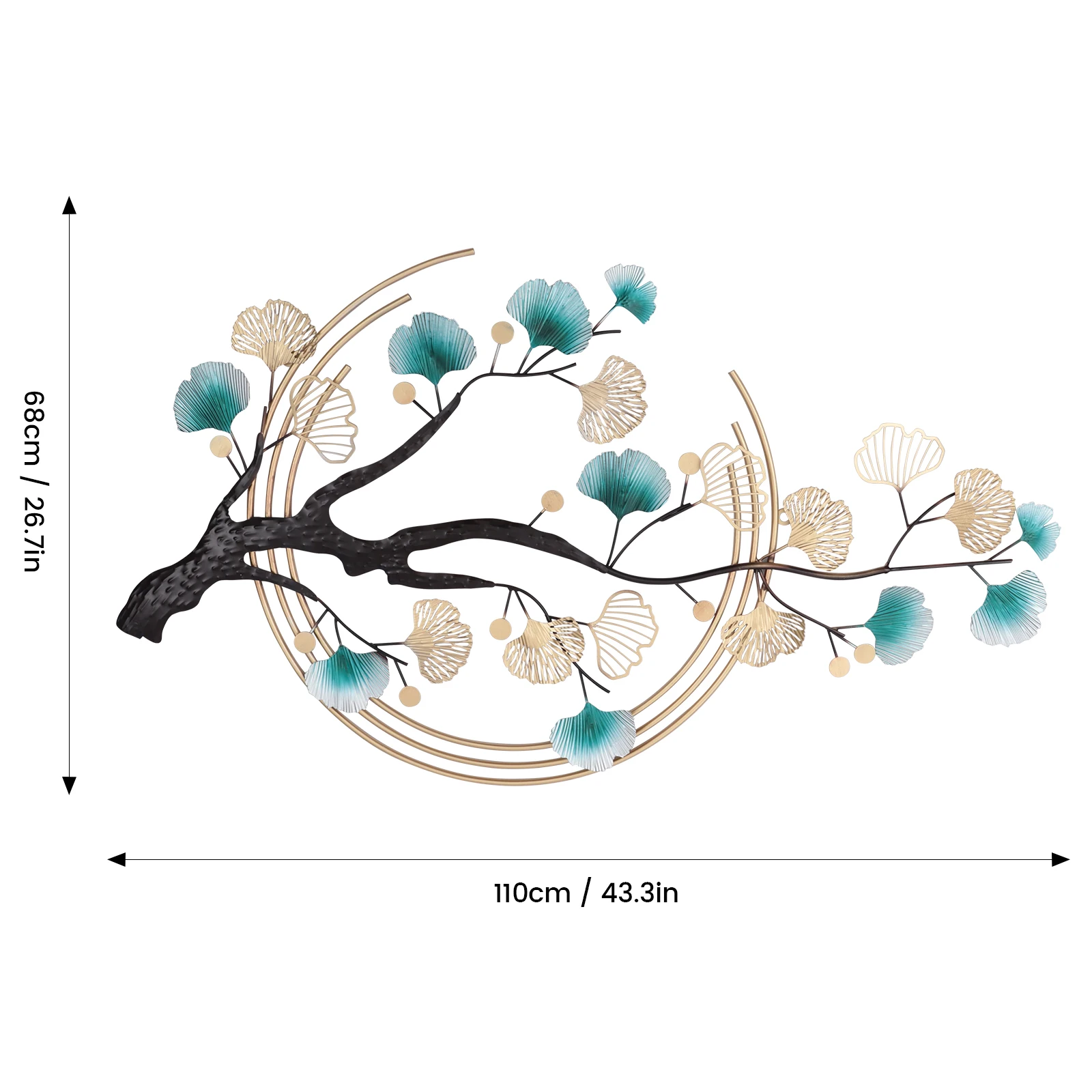 

3D Ginkgo Tree Leaf Metal Wall Art, Modern Luxury Metal Wall Nature Art Decor, Metal Wall-Mounted Sculpture, Hanging for Living