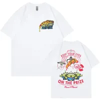 Double Sided Fun Pizza Planet Design T-shirt, Men's and Women's Fashion Cartoon T-shirt, 100% Cotton Casual Short Sleeve T-shirt