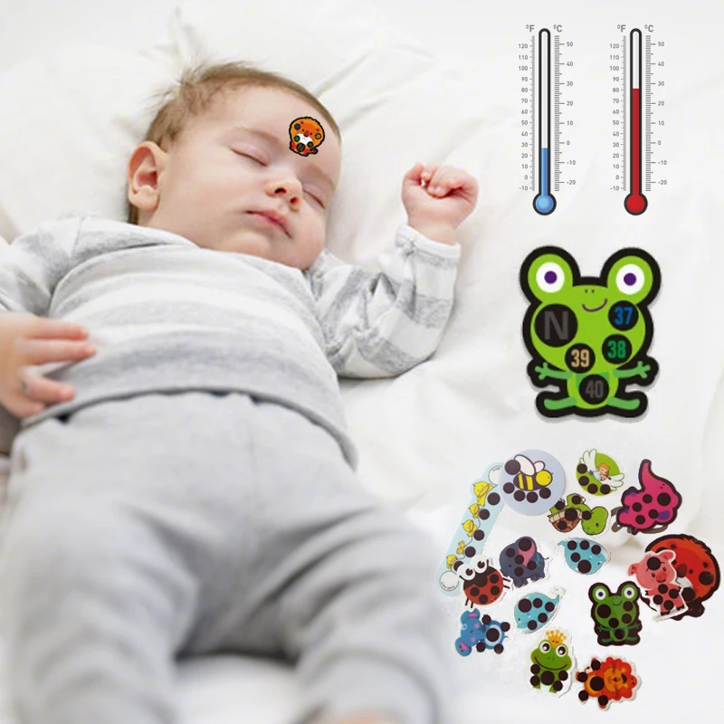 10 teile/satz Baby Niedlichen Cartoon Tier Aufkleber Stirn Kopf Streifen Körper Fieber Thermometer Kinder Sicherheit Baby Pflege Thermometer