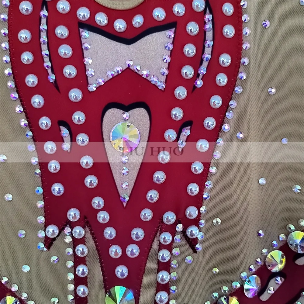 LIUHUO Rhythmic Gymnastics Leotard Customize Women Girl Costume Performance Competition Dance Dress Aerobics JumpsuitBlackTeens