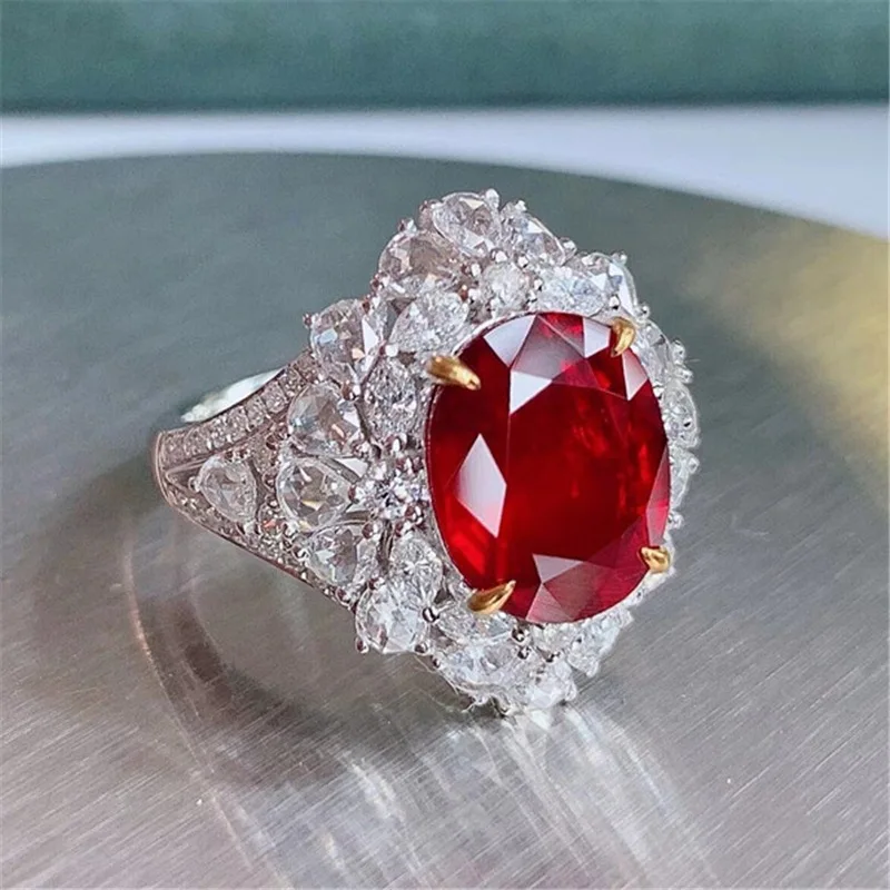 Hochwertiger 925er Sterlingsilber-Ring mit mehrfarbigem Rubin, offener Ring für Damen. Eleganter Edelstein-Fingerring. – Detail 4