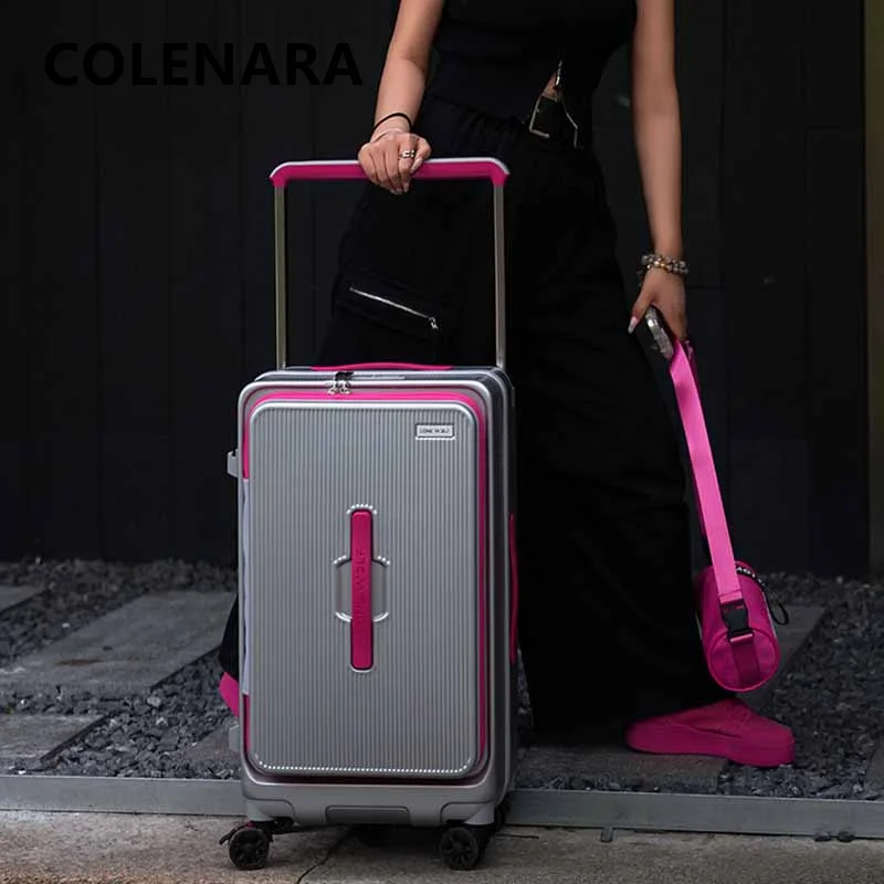 COLENARA Suitcase New 20"24"26"28"30 Inch Large Capacity Trolley Case PC Boarding Box Women's Universal Wheel Rolling Luggage