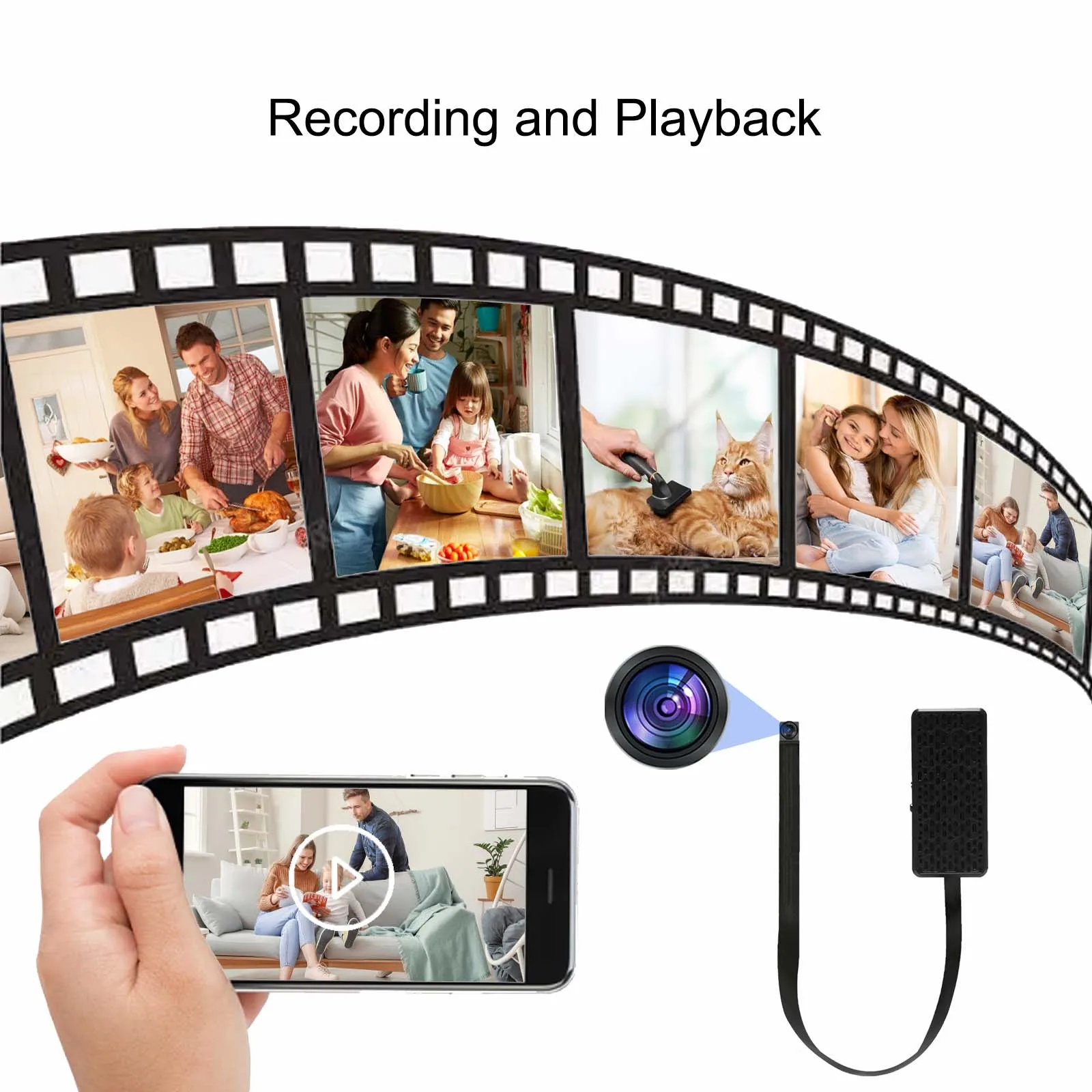 HD WiFi Mini Camera DIY Module Home office Security Nanny Cam Alarm Remote viewing, Miniature Camera with Motion Detection, App