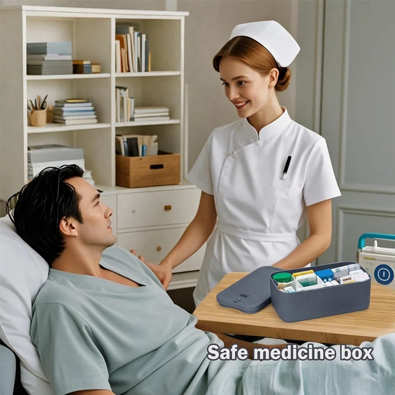 AA49 Lockable Storage Box, Locking Medicine Box, Cell Phone Locked Jail, Containers Bin For Personal Refrigerator Home