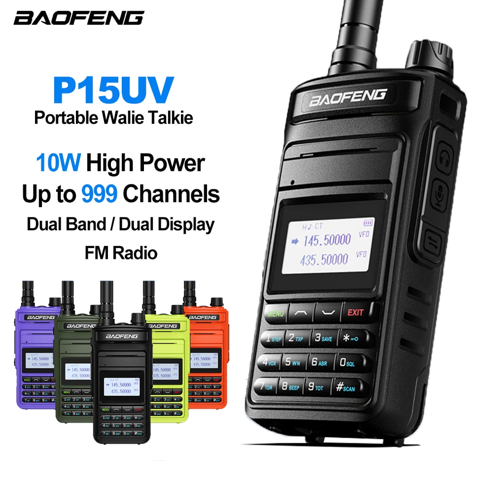 P15UV BAOFENG Portable Walkie Talkie BF-P15UV Two Way Radios 10W 999CH Dual Band CB Radio Comunicador FM Handheld Transceiver