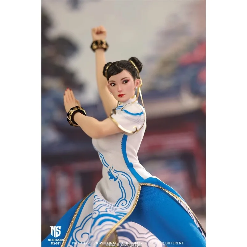 【มีสินค้าในสต็อก】 STAR MAN ของแท้ 1/6 ฟิกเกอร์หญิงรุ่น MS-011 ชุนลี่ ลายเมฆสีฟ้า ชุดกี่เพ้าสีขาว รุ่นโมบายดอลล์ โมเดลของเล่น