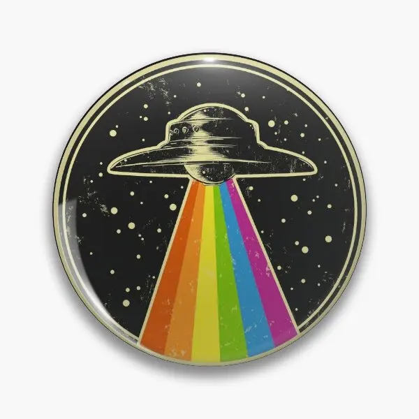 Ufo Rainbow Ufo Alien Abduction  Soft Button Pin Hat Cartoon Brooch Jewelry Creative Collar Decor Women Lapel Pin Fashion Lover