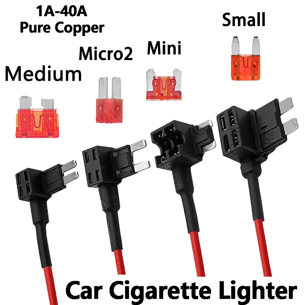 1Set 20A 1A 10A 30A Pure Copper Car Cigarette Lighter Charger Cable Female Socket Plug Connector Adapter Cable With Car Fuse 