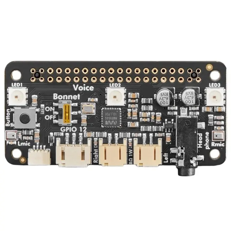 FULL-Voice Bonnet For Raspberry Pi Two Speakers Two Mics For Pi Zero Up To The Pi 5 For DIY Voice Assistants