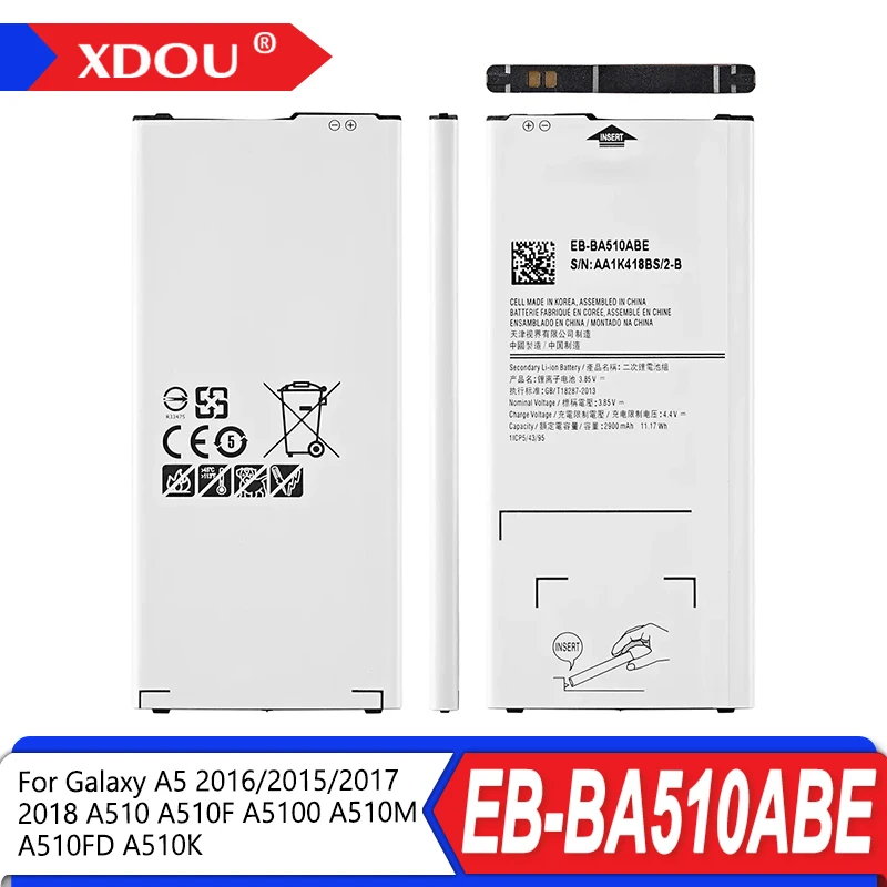 

Высокое качество EB-BA510ABE 2900 мАч новый аккумулятор для Samsung Galaxy A5 2016/2015/2017/2018 A510 A510F A5100 A510M A510FD A510K