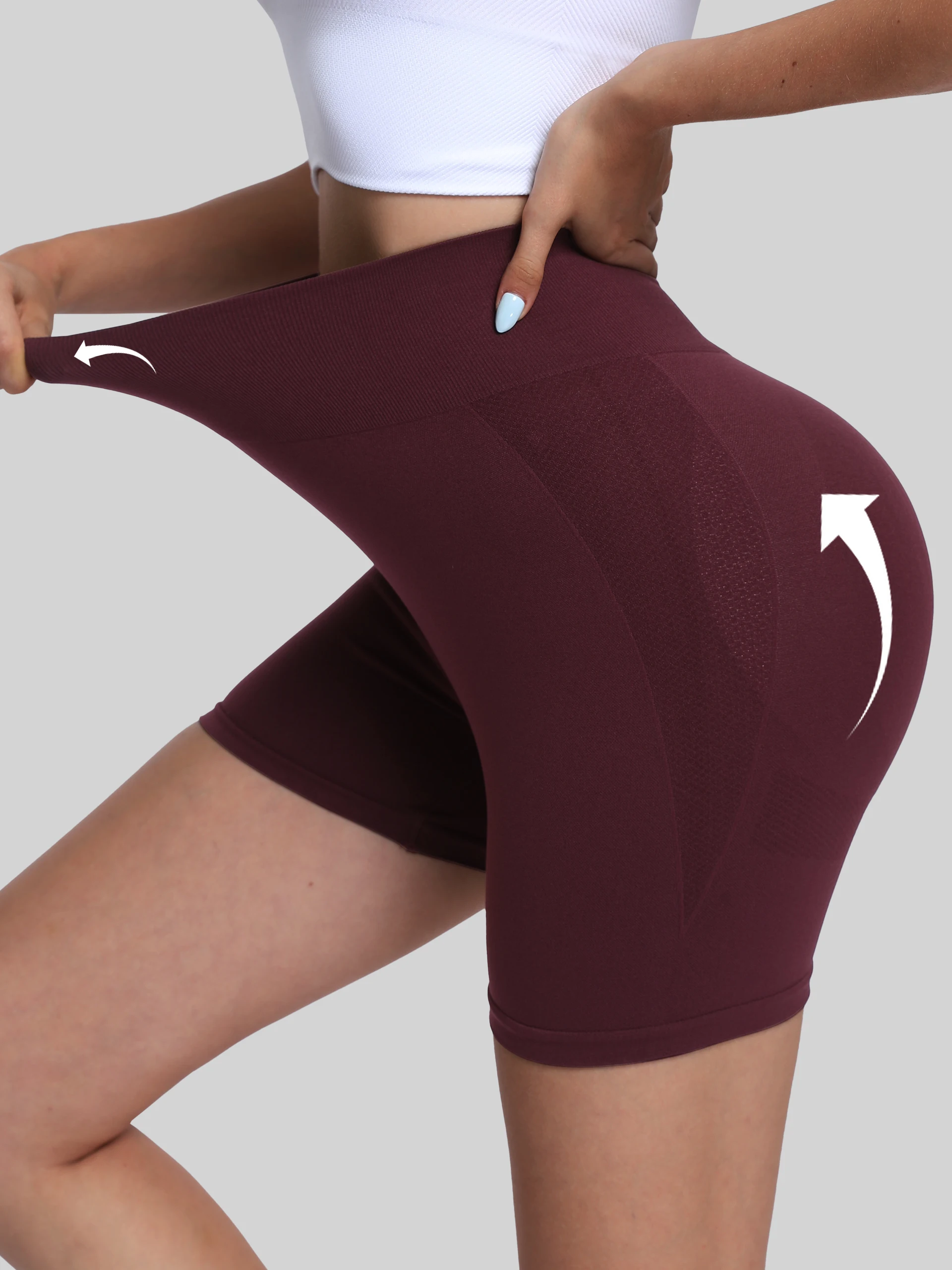 

Женские спортивные шорты с завышенной талией, приталенной талией и подъемом бедер, подходят для фитнеса, спорта, йоги, бега и