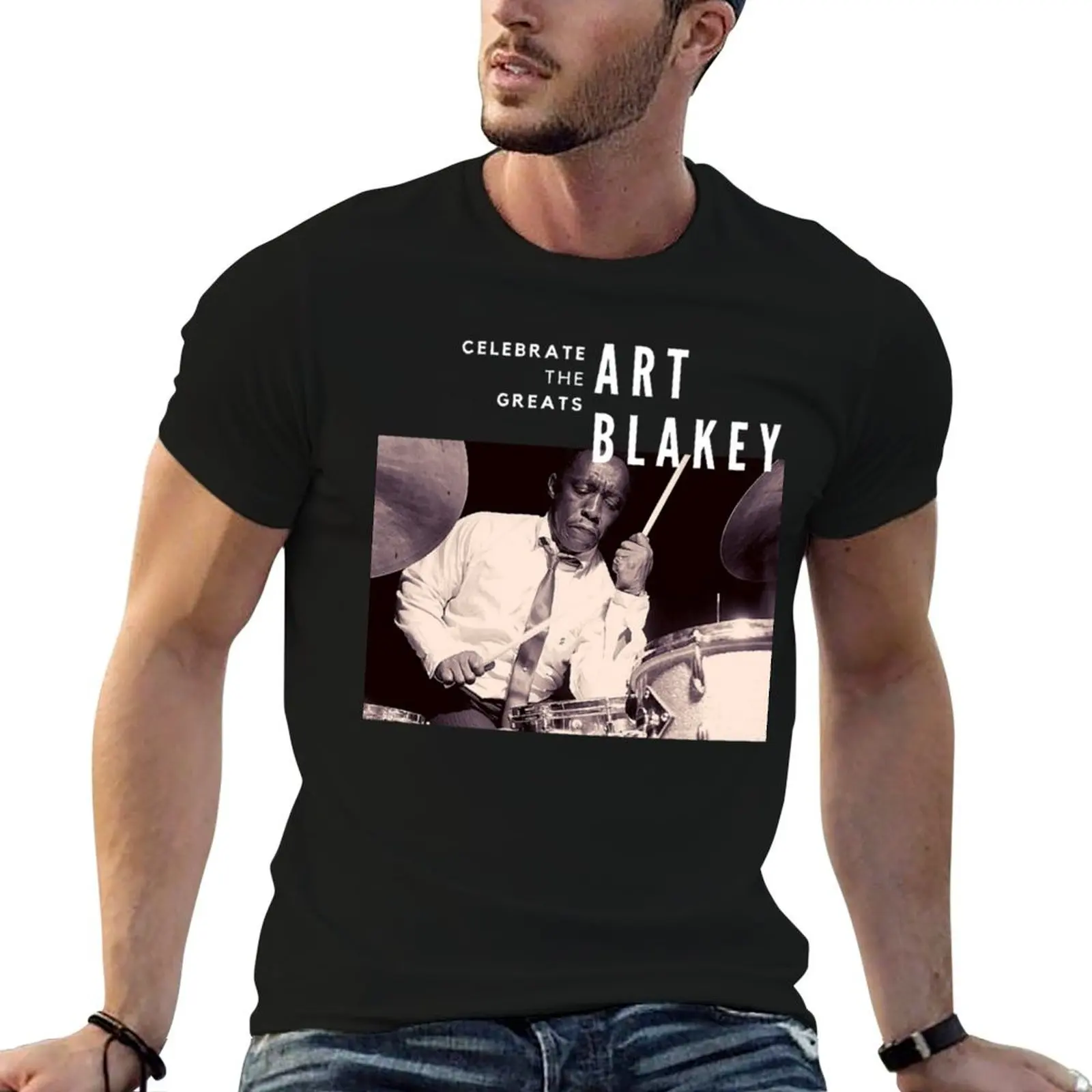 Art Blakey Great Jazz Drummer Musician T-Shirt Casual Daily Wear Short Sleeve Top