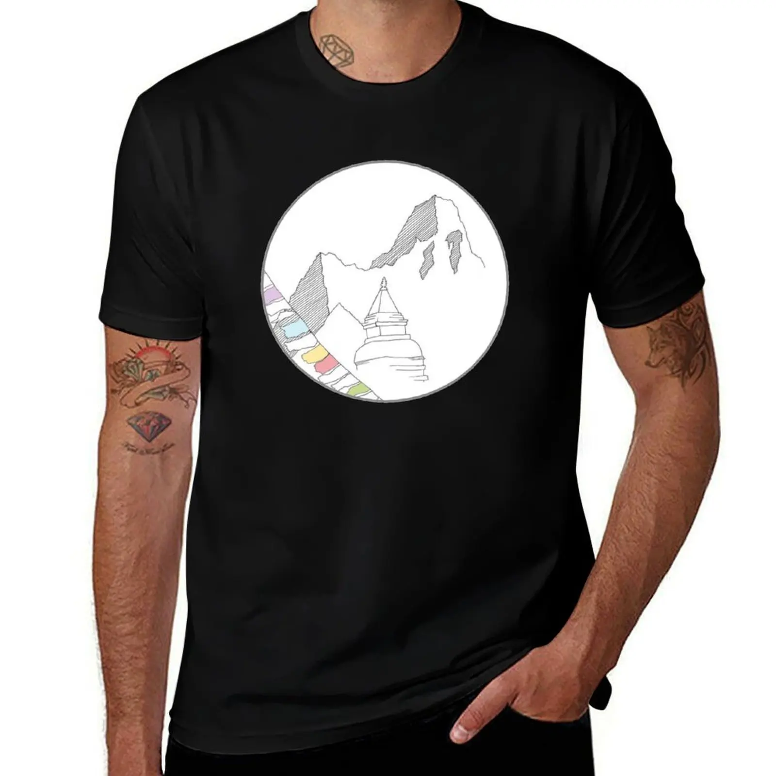 Ama Dablam - Nepal T-Shirt Simple Line Art Print Tee T-Shirt