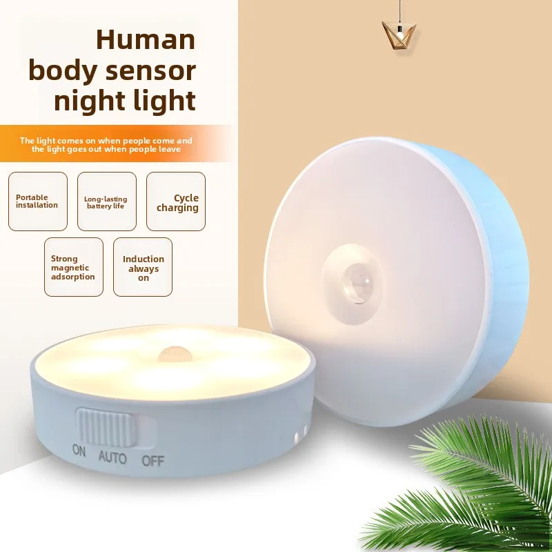 Light Sensitive Human Motion Induction Lamp Rechargeable Auto Activate Night Light for Hallway Bedroom Wardrobe Gift
