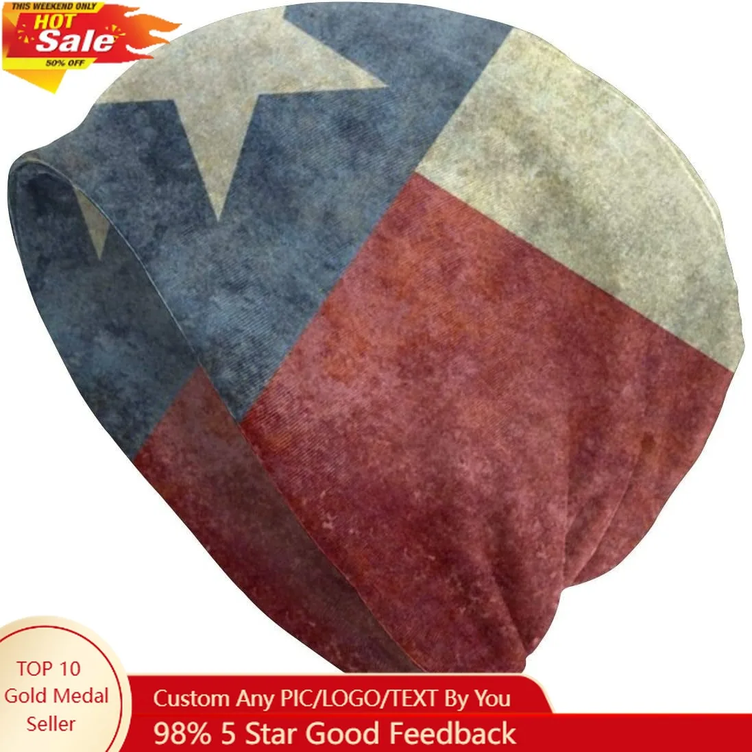 Texas State Flag Beanie Baggy Hat Slouchy Skull Beanie for Men Women