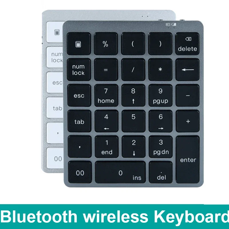 28 Keys Numerical Keyboard Rechargeable Bluetooth Wireless Mini Numpad Ultra-thin Ergonomic Computer PC Tablet Number Keypad