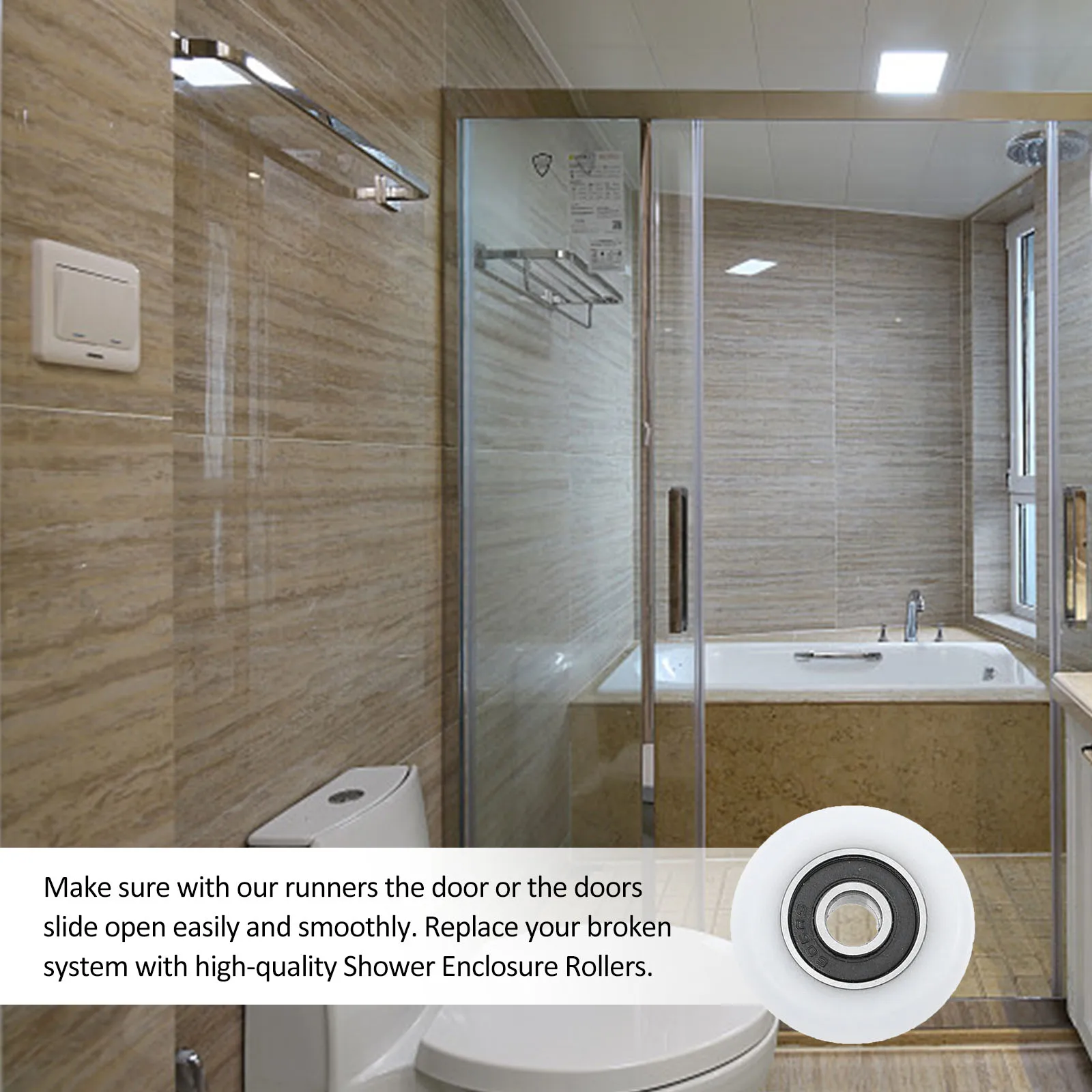 

6pcs Bathroom Rollers Shower Door Runners Replacement For Glass Sliding Door Pulleys Shower Enclosure Roller Groove Caster