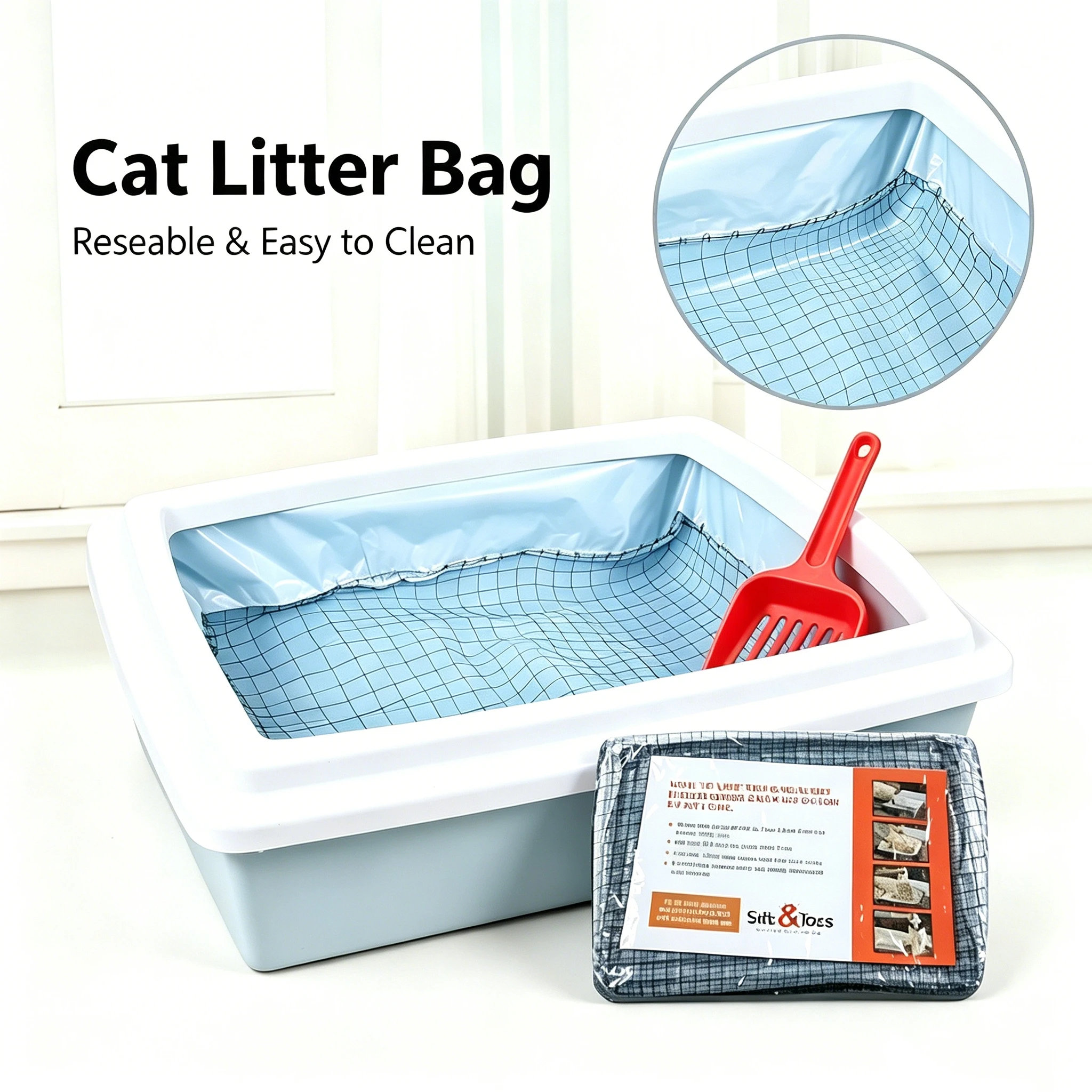 10 pièces de filtres à litière pour chat réutilisables, lavables et recyclables, avec filet de tamisage mains libres pour excréments de chat, pour litière pour animaux de compagnie