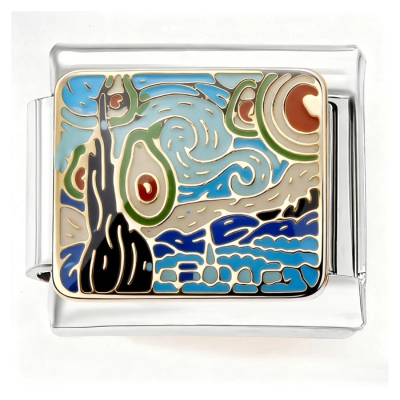 جرافيتي عصرية، فن ملون، سحر إيطالي، سوار من الفولاذ المقاوم للصدأ 9 مم، مجوهرات ذاتية الصنع للرجال والنساء، بالجملة