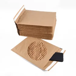 Honeycomb Paper Envelope Bags, Sacos de proteção expressa, Shockproof Courier Packaging Bag, auto-adesivo, 10pcs