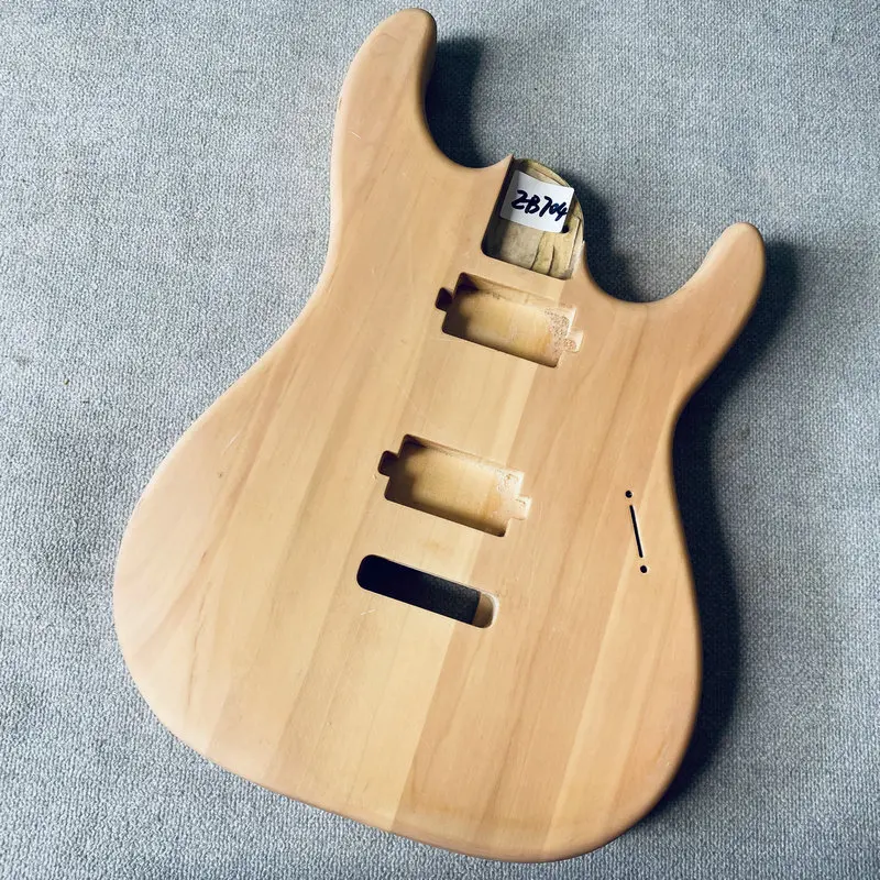 EB704 Natural Color Solid Wood Unfinished Electric Guitar Body Custom Tremolo 2 Humbucker Pickups for DIY Replace Right Hand