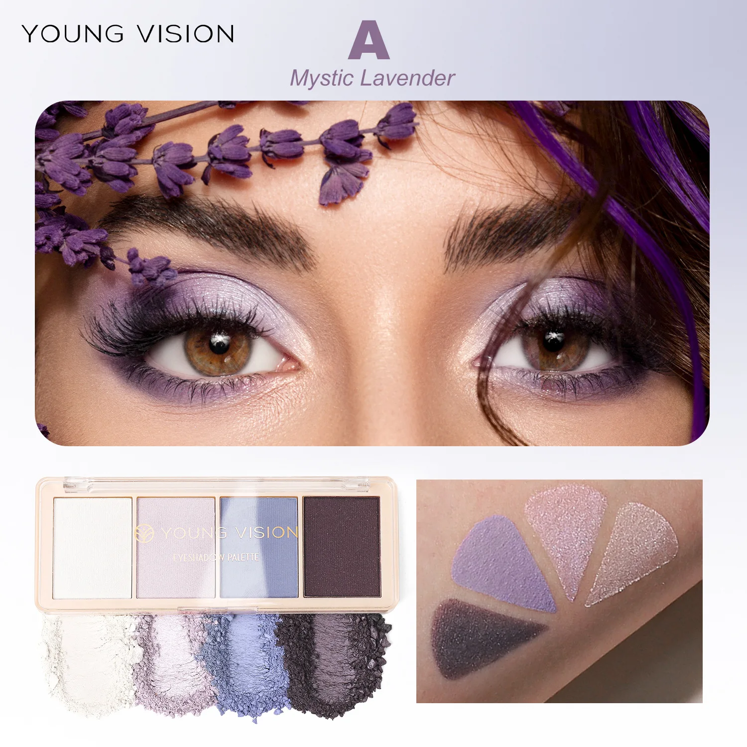 YOUNG VISION 4 Color Eyeshadow Palette Earth Tone Fine Shimmer Eyeshadow Repairing High-gloss Facial Makeup Palette