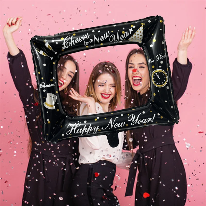 1 قطعة سنة جديدة سعيدة كابينة تصوير الإطار الدعائم احباط بالون ل 2026 السنة الجديدة حفلة التصوير الدعائم عيد الميلاد لوازم الحفلات المنزلية