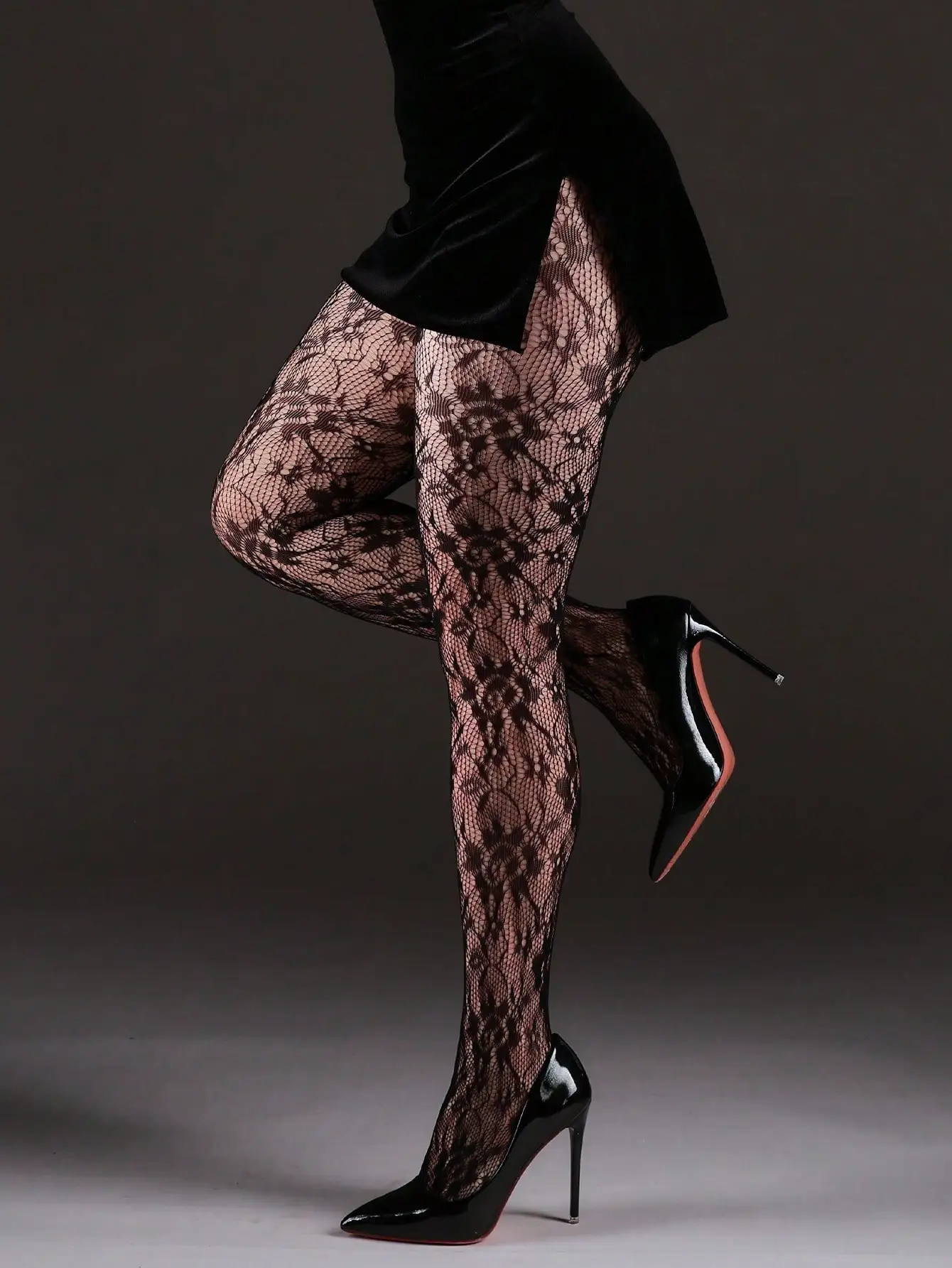 

Black Lace Fishnet Tights for Women, Gothic Y2K Style, High Elasticity, Perfect for Halloween or Night Out