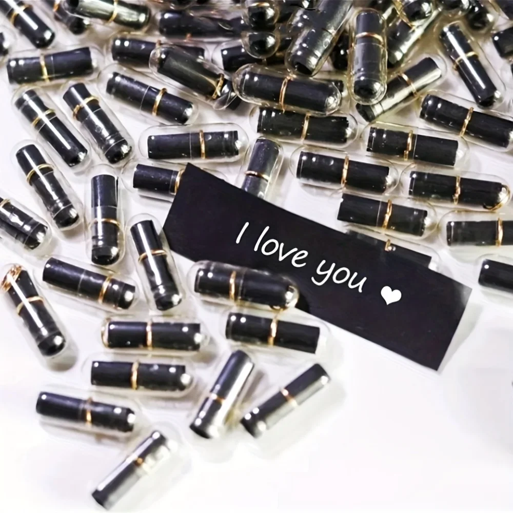 50/100 Pcs Smiley Face/Transparent/Black Capsule Notes - Blank Writable Paper for DIY Love Messages & Couple Gifts