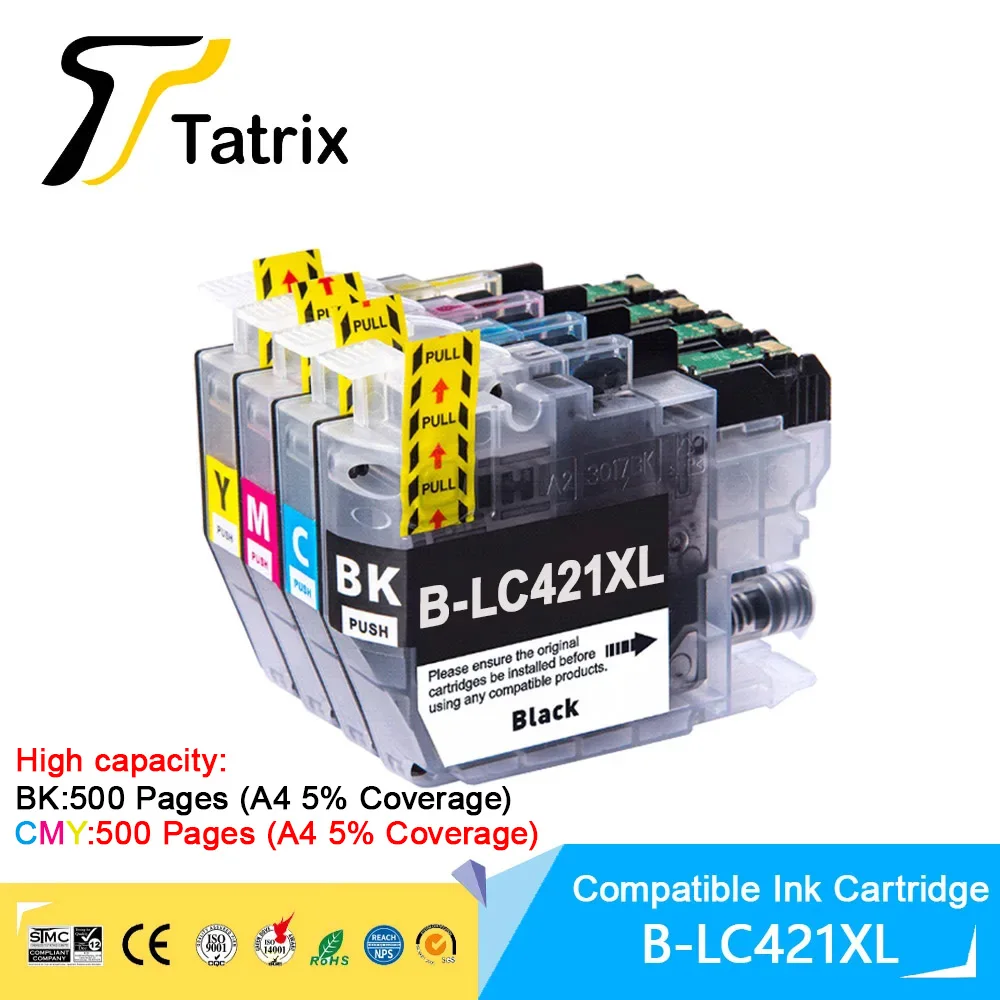 Tatrix Hoge capaciteit LC421XL LC421 421XL Compatibele Inktcartridge Voor Brother DCP-J1050DW MFC-J1010DW DCP-J1140DW printer