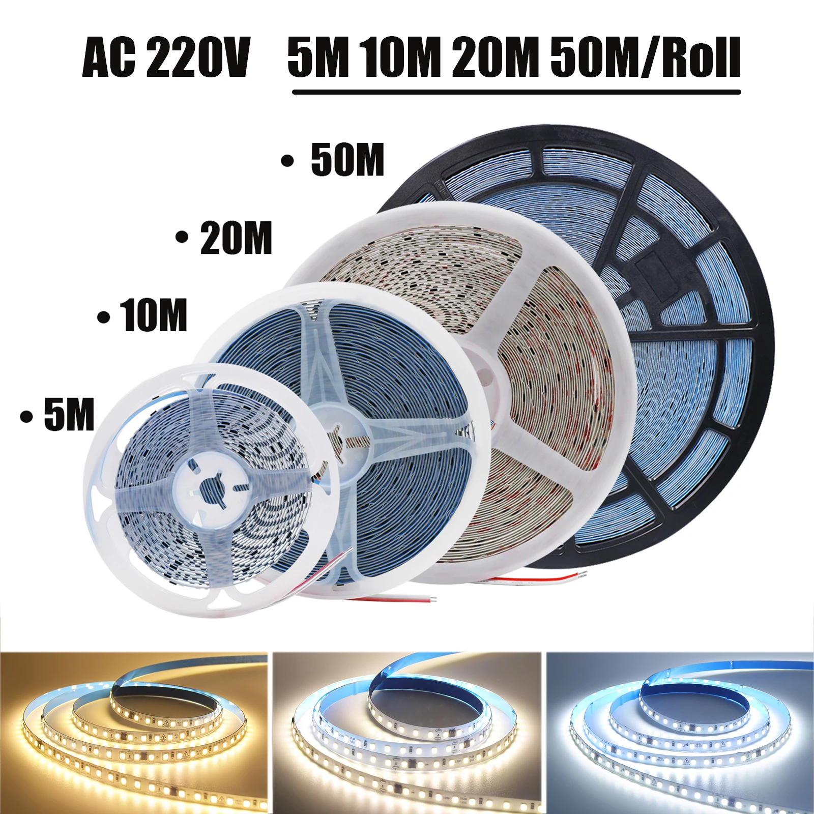 

AC 220 В SMD 2835 120 светодиодов/м Светодиодная лента IP44 3000K 4000K 6000K Домашний декор Гибкая лента Веревочная лента Светодиодная лента 5 м 10 м 50/рулон