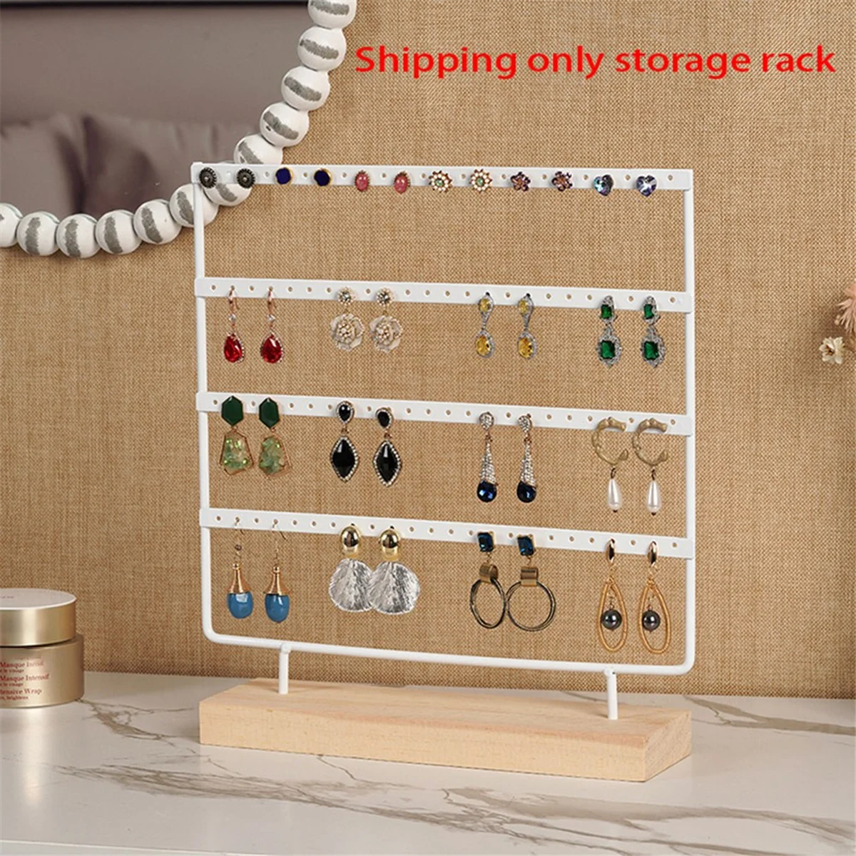 AOAO-Black 3-Layers 72-Holes Earring Storage Rack Jewelry Display Stand Earrings Necklaces Rings Jewelry Stand