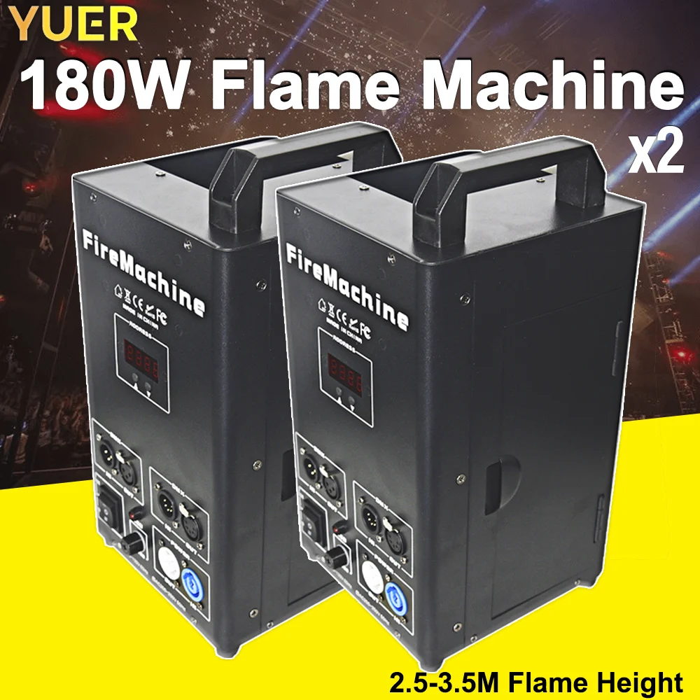 YUER 2PCS 180W Flame Machine DMX Control 2 Channels 2.5-3.5M Flame Height Stage Effect for Party Wedding Event DJ Show Equipment