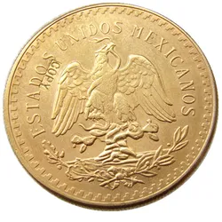 Mexico 50 Peso 1921-1947 data wyboru pozłacana kopia monety