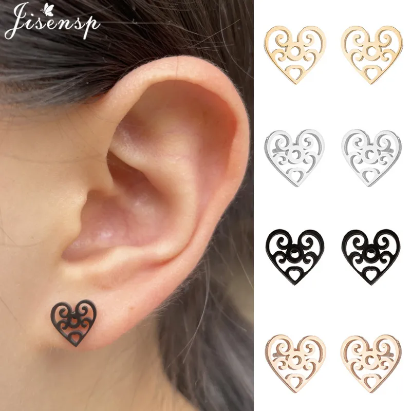 Серьги-гвоздики в форме цветка из нержавеющей стали, черные серьги в виде стрелы с черепом для женщин и девушек, пирсинг для ушей с тройной спиралью, ювелирные изделия