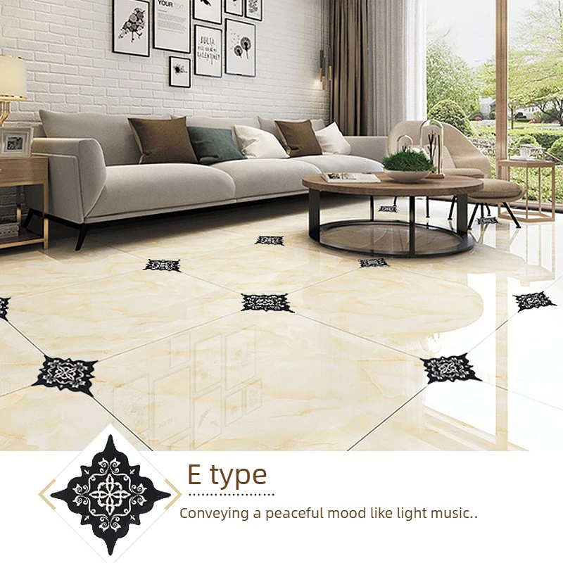 Self-Adhesive Corner Tile Stickers for Floor Wall, Grout Decor PVC Sticker Kit - Living Room Bathroom Kitchen Renovation