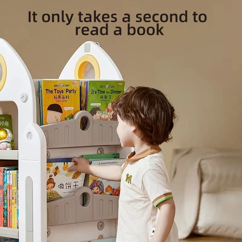 Children with Wheels Baby Picture Book Rack Shelves Bookshelf Organizer Rotating Display Plastic Kids Storage Book Shelf