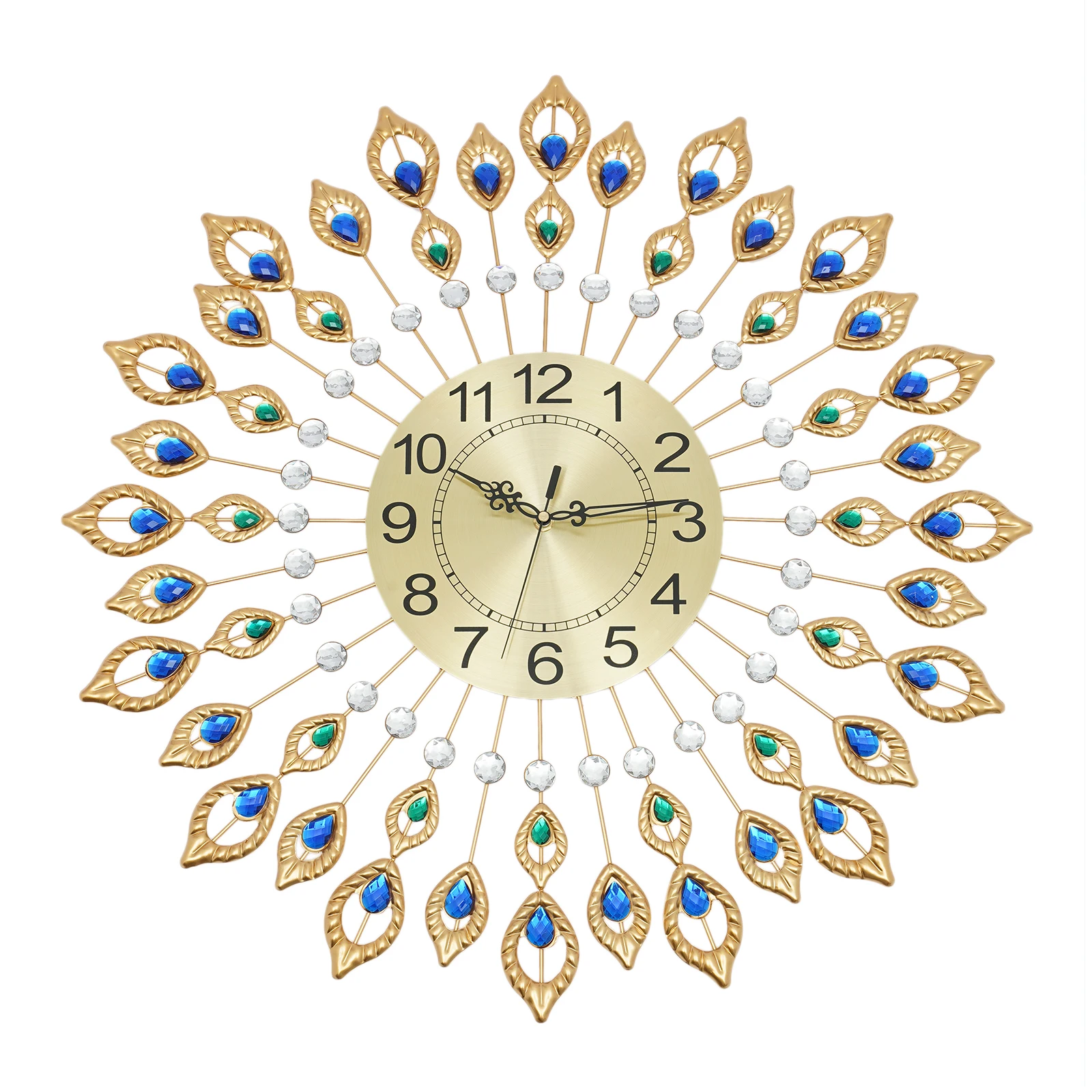 

26.4" Luxury Large Wall Clock 3D Peacock Wall Watch Living Room Decor Modern USA