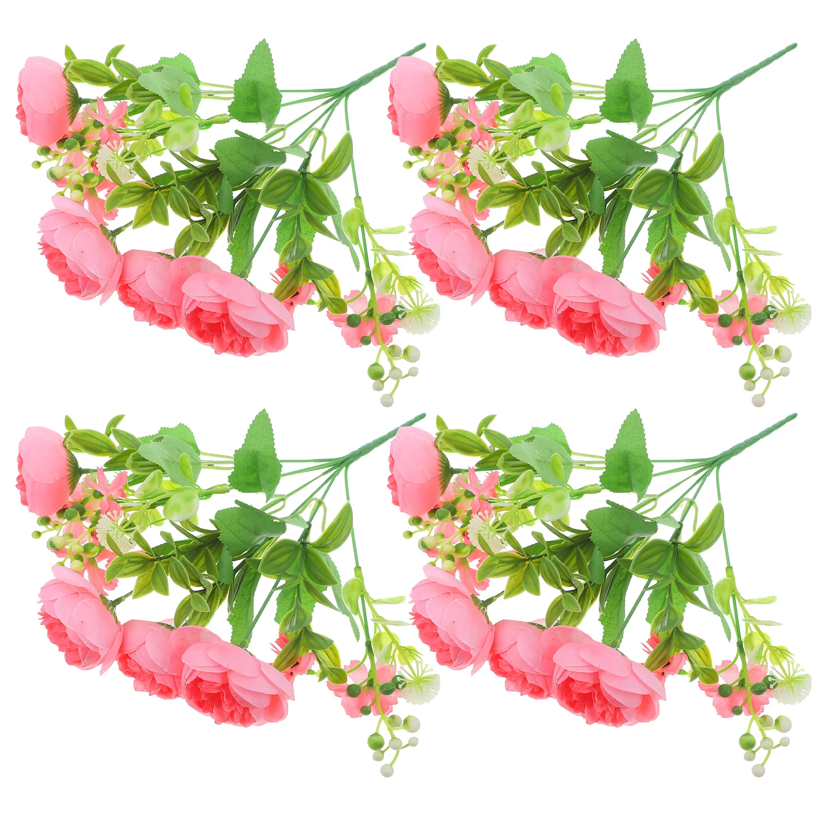 

4 Pcs Pink Artificial Peony Flowers Simulation Decor Wedding Party Home Office Photo Props Fake Bouquet StemsFloral