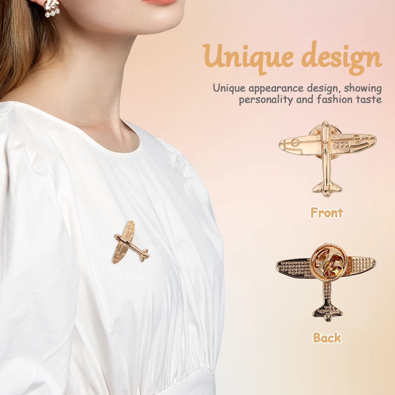 

2pcs Airplane Shape Lapel Pins Unique Design Brooch For Suits Coats Travel-Themed Fashion Accessory Women Men Stylish Plane Pin