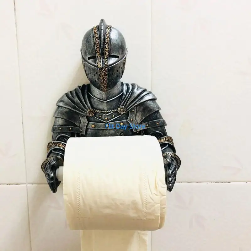 F92C Statue Knight Single Roll Tissue Holder Wall Mounted Toilet Paper Dispenser