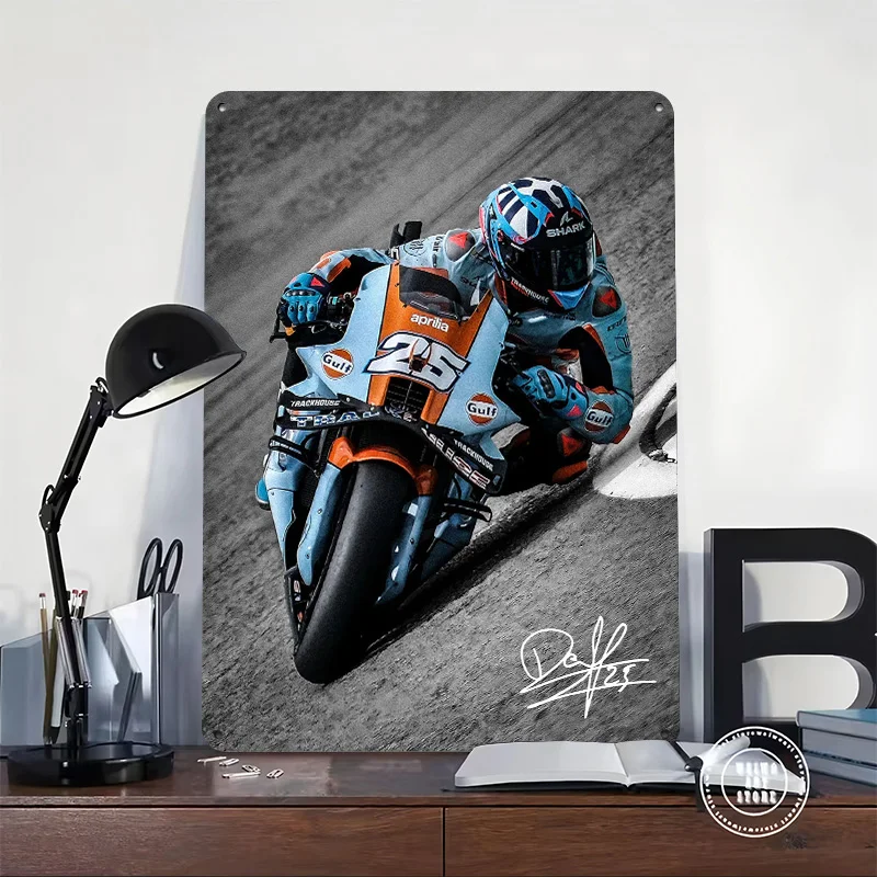 Raul Fernandez MotoGP Racer on Track Personalized 3D Textured Metal Poster Wall Art Vintage Tin Signs for Office Decor Room Home