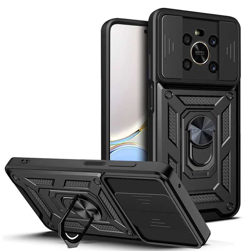 Honor X8A CRT-LX1 CRT-LX2 CRT-LX3 Case Slide Push Window Camera Lens Protect Ring Kicstand Capa For Honor X6A X6S X6 X8 X9 Cover