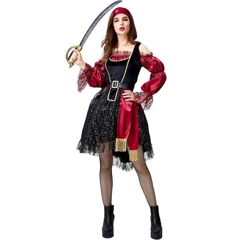 Pirate Pirates of The Caribbean Cosplay Captain Jack Sparrow Costume Men Women Female Male Female Carnival Halloween Sexy Set