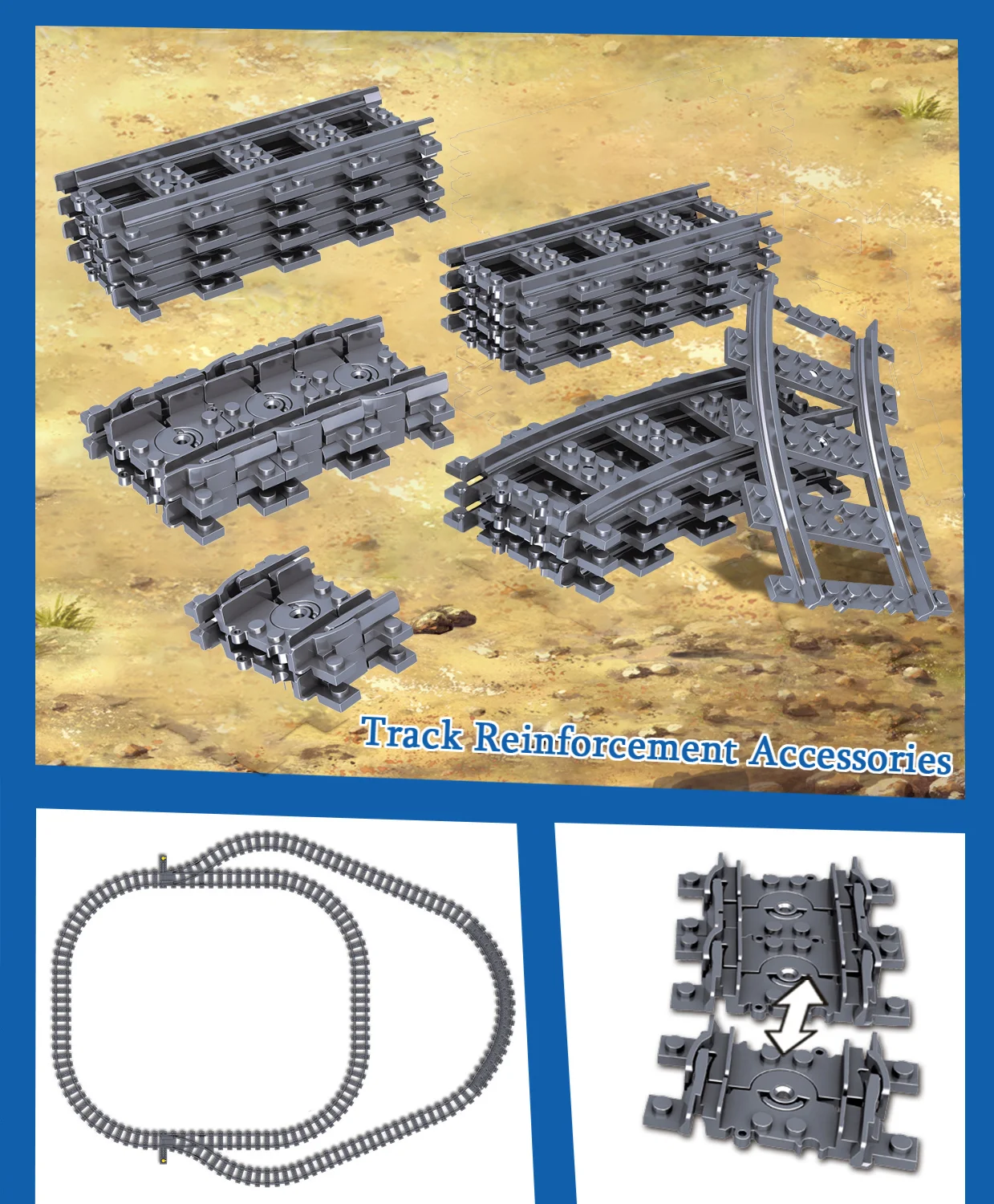 Stadt Zug Gleise DIY MOC Set Gerade Gebogene Flexible Schienen Schalter Gabel Bausteine Kreative Spielzeug für Kinder Modell Montage – Detail 2